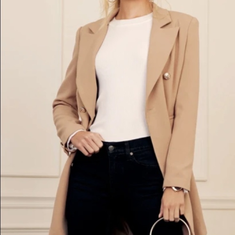 Chic Tan Double Breasted Coat - Lulus - NWT